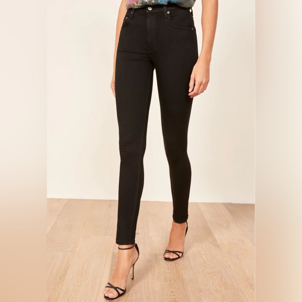 NEW | Reformation Harper High Rise Skinny Jeans Black